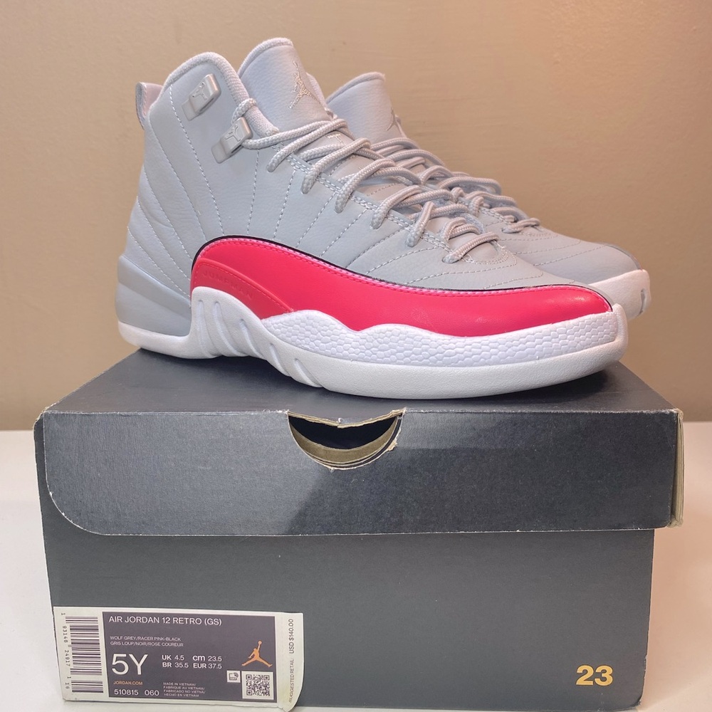 🔥NIKE JORDAN RETRO ‘WOLF GREY RACER PINK’ SIZE 6.5 WMNS 5 YOUTH 510815-060
